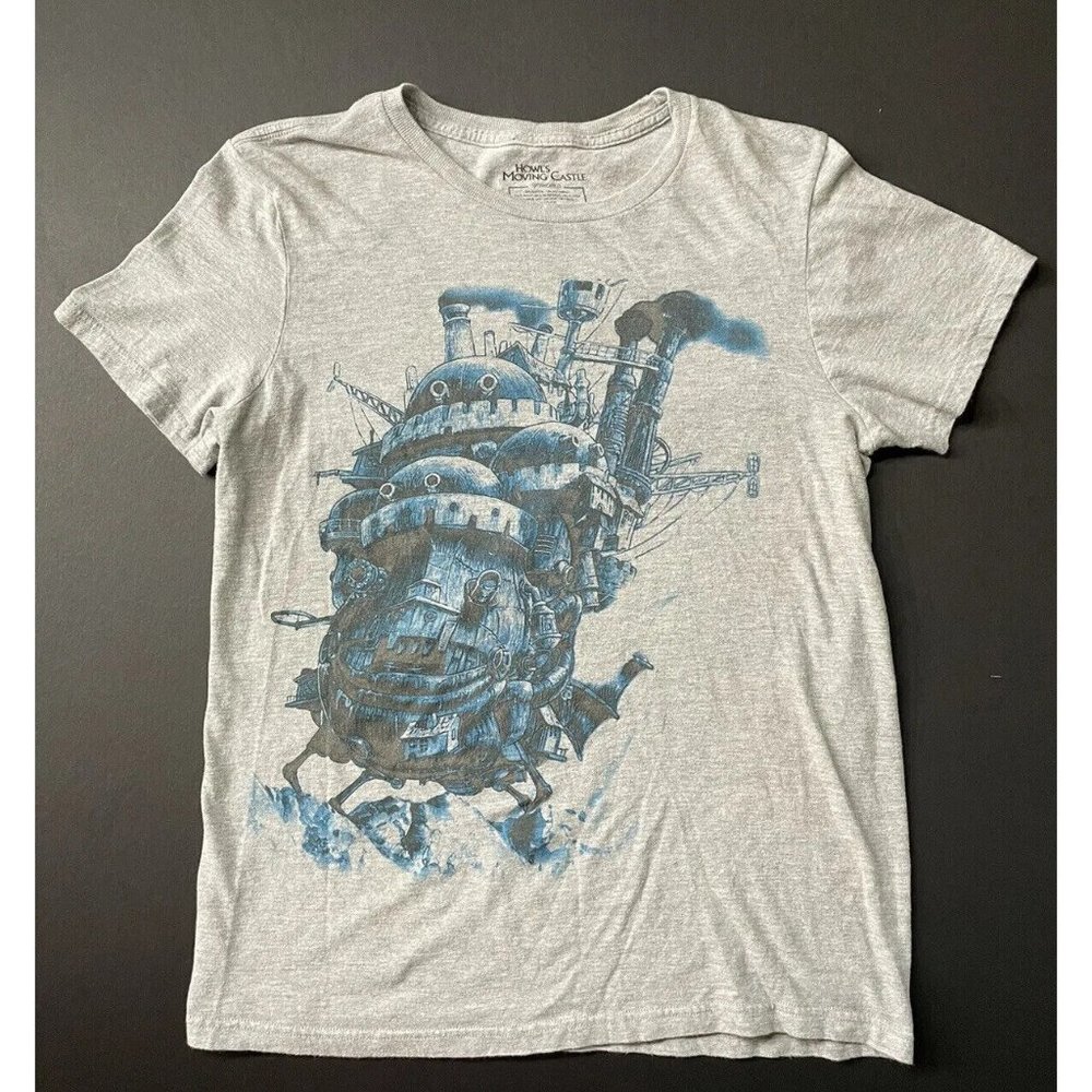 Howls Moving Castle Shirt M - BioWorld Gray Studio Ghibli Anime Short Sleeve Tee
